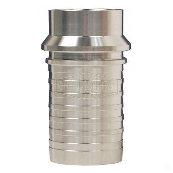 Sanitary Crimp Stem, 1-1/2 in Nominal, Tube Weld x Hose Shank End Style, 316 SS, Domestic